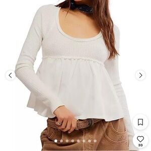 We The Free Babydoll Top White Size Small - Free People Babydoll Top